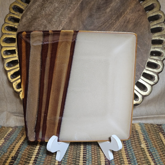 Retired Sango glazed stoneware Avanti Brown 8" square salad plate 4722 - Picture 3 of 6